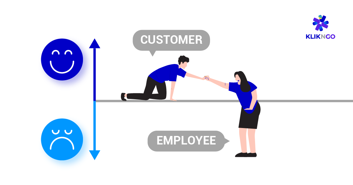 Illustration of happy employee helping customers